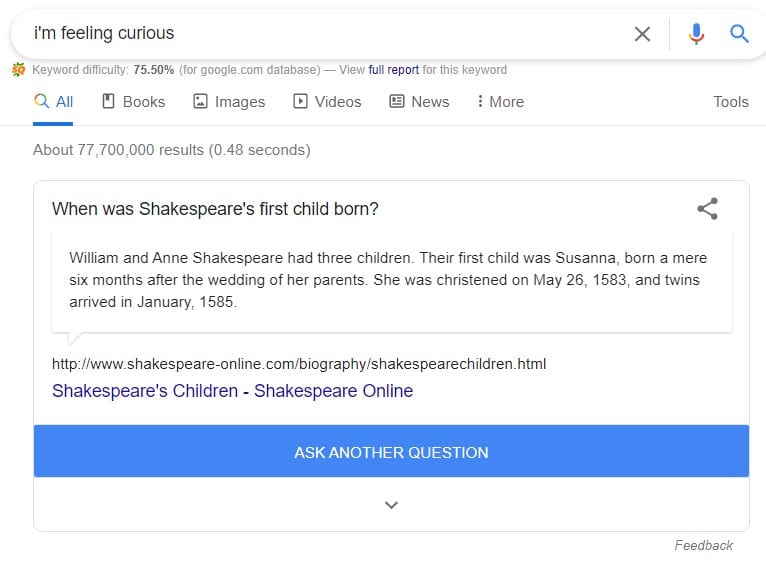 shakespeares first child